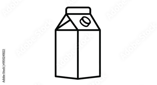 Simple black and white line drawing of a gable top milk carton