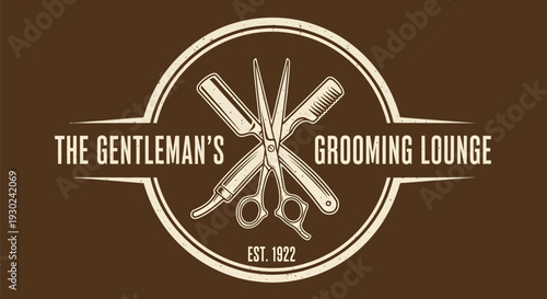 The Gentlemans Grooming Lounge Vintage Logo Design.