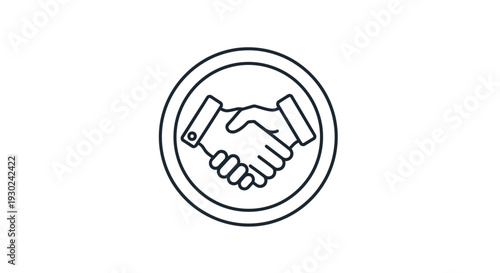 Handshake Icon in Circle, Business Partnership Agreement, Trust and Collaboration Symbol