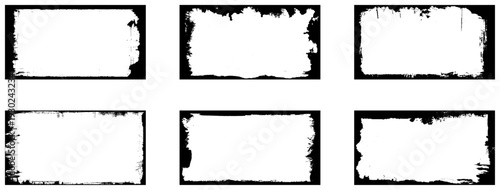 Grunge frames set templates. Collection of 6 black grunge frames. Vector design illustration.