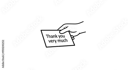 Hand Holding "Thank You Very Much" Card - Appreciation Gesture