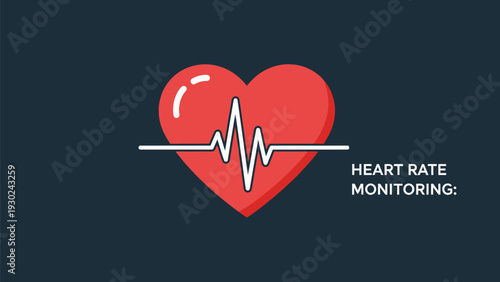 Heart rate monitoring symbol with heartbeat line through red heart