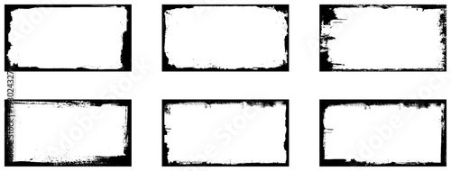 Grunge frames set templates. Rectangular old black abstract flyer backgrounds. Vector design illustration.