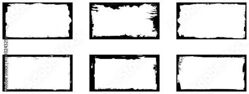 Grunge frames set templates. Rectangular old black abstract flyer backgrounds. Vector design illustration.