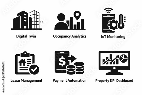 Real Estate Analytics and Smart Property Management Icons