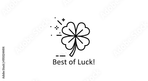 Four Leaf Clover Good Luck Charm with Sparkles and Best Wishes Text