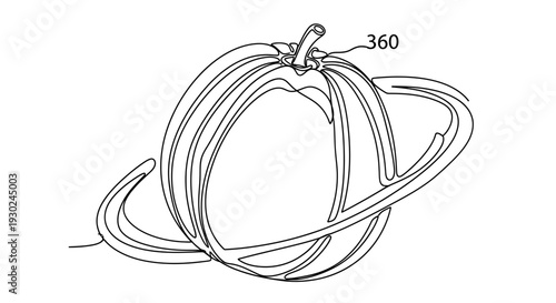 Creative Pumpkin with Saturn Rings, Halloween and Autumn Concept