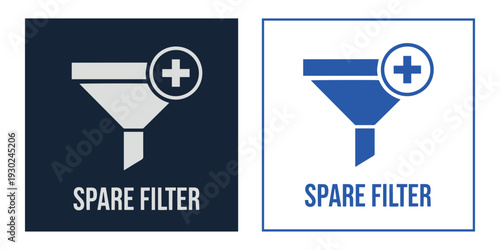 Spare filter funnel icons with plus sign