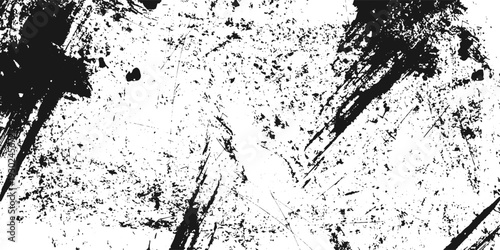 Black grunge paint stroke vector background with pop art brush texture rough distressed artistic overlay.