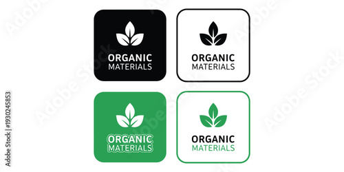 Organic materials logo set with leaf icons