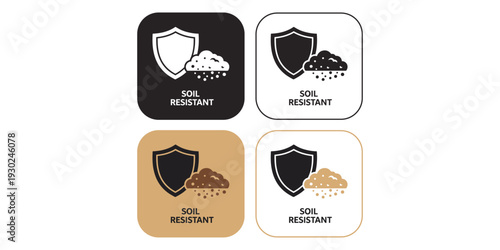 Soil resistant icons in different colors and backgrounds