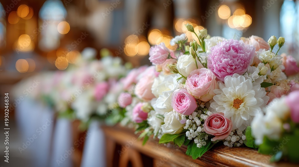 Obraz premium Floral preparation enhancing sacred atmosphere of Orthodox worship.