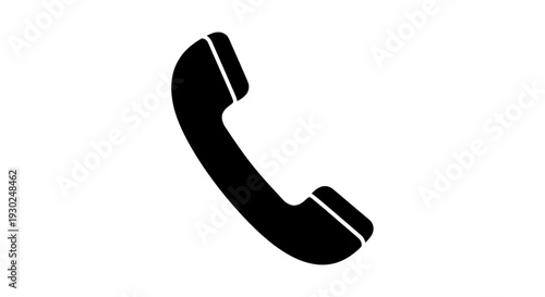 Black Telephone Handset Icon, Vintage Communication Symbol, Retro Phone Receiver
