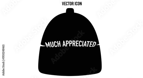 Black Vector Icon of a Gift Bag with "Much Appreciated" Text