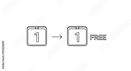 Buy One Get One Free Offer: Two Boxes with Number 1 and 'FREE' Text