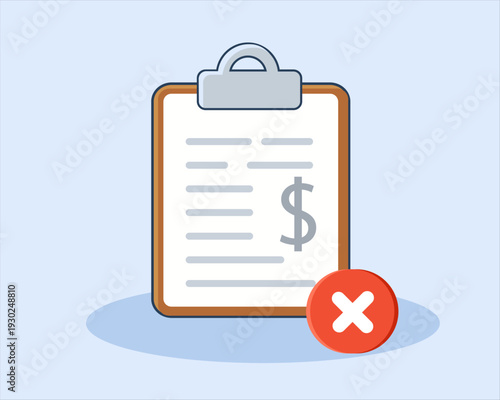 Invoice Rejected Icon — Payment Declined And Billing Error Vector Illustration