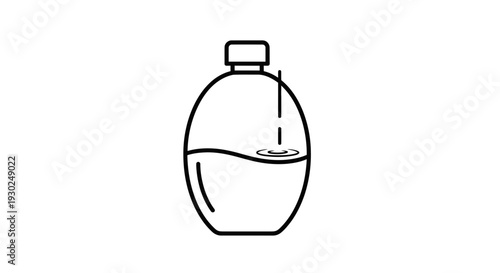 Water Bottle Icon: Pouring Liquid Droplet into Container, Clean Refreshment Concept