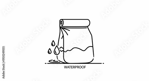 Waterproof Bag Icon: Dry Protection Against Water Drops and Spills
