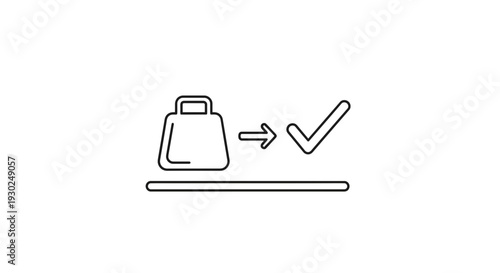 Weight Check Icon: Bag with Checkmark Symbol, Success, Approval, Task Completion