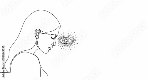 Woman's Profile with Third Eye Symbol, Intuition, Spirituality, Insight, Consciousness