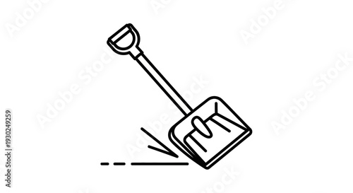 Snow shovel icon with falling snow graphic