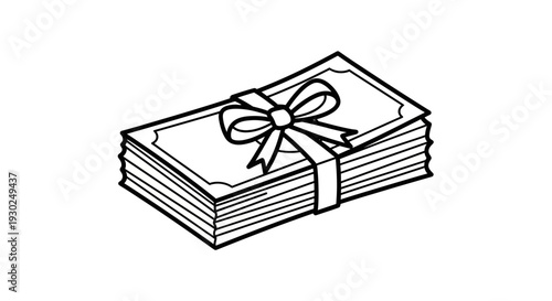 Stack of Money Tied With a Gift Bow - Business Gift, Bonus, Reward, Financial Present