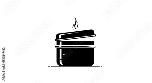 Steaming Pot Icon: Hot Food Cooking, Culinary Concept, Kitchenware, Restaurant, Chef