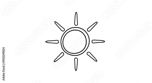 Simple Hand Drawn Sun Icon, Doodle Style, Bright Yellow Starburst, Isolated White Background