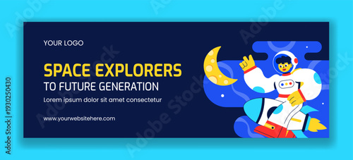 Social Media Cover International Day Of Human Space Flight Flat Cartoon Design