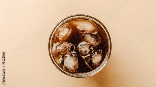 Top View of Cola With Ice Cubes
