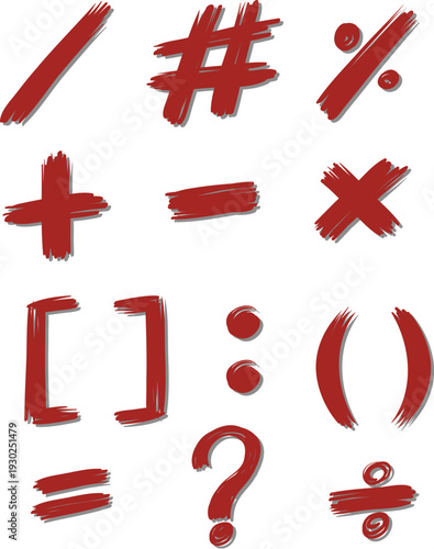PRed Hand Drawn Punctuation Symbols Set – Brush Style Special Characters