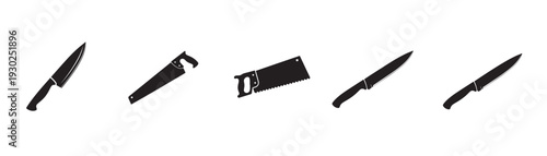 Butcher and Kitchen Knives Silhouette Vector Set