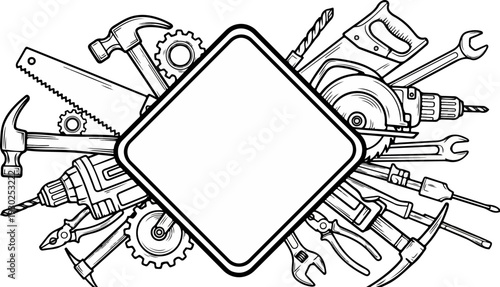 Construction Tools and Equipment Vector Frame