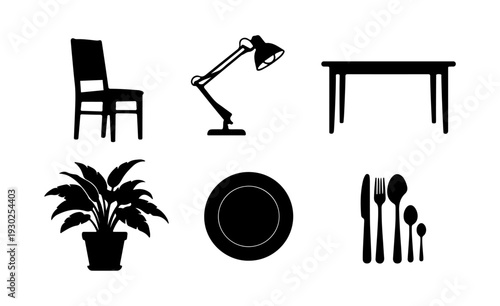 set of furniture icons