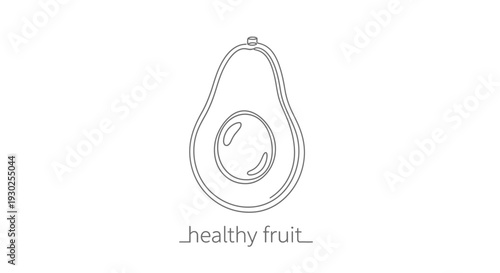 Avocado Line Art Icon: Healthy Fruit, Organic Food, Diet, Nutrition, Simple Vector Illustration