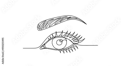 Minimalist Single Line Drawing of an Eye with Eyebrow, Elegant Beauty and Makeup Concept