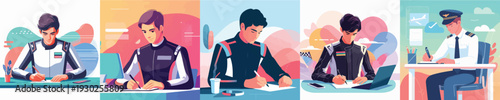 vector of a racer writing at a desk