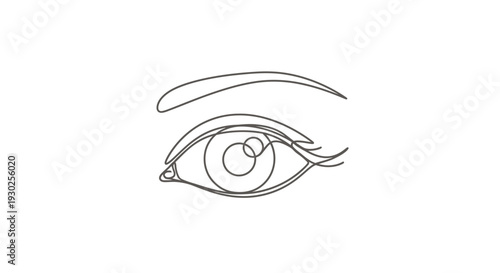 Minimalist Single Line Drawing of a Human Eye and Eyebrow, Elegant and Abstract