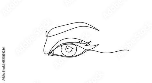 Minimalist Single Line Drawing of a Woman's Eye with Eyelashes and Eyebrow