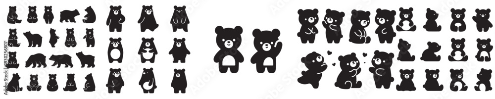 Obraz premium set of vector bear silhouettes
