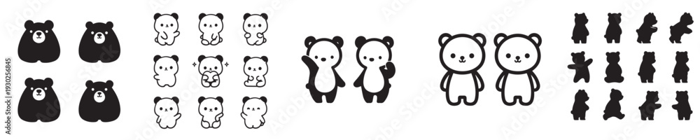 Naklejka premium set of vector bear silhouettes