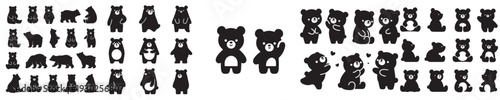 set of vector bear silhouettes