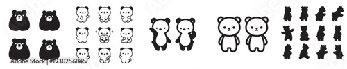 set of vector bear silhouettes