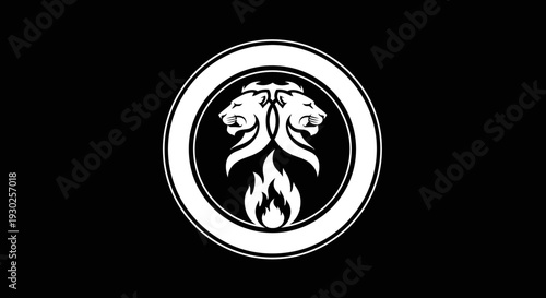 Mysterious Symbol: Two Lion Heads with Fire Emblem
