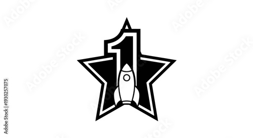 Number One Rocket Star Logo Icon