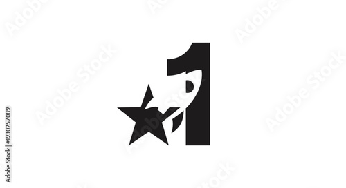 Number One Star Icon Silhouette Logo