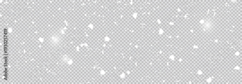 Christmas snowflakes on a transparent background. Snow flakes, snow background. Heavy snowfall, snowflakes in different shapes and forms. Vector illustration of intense snowfall, snowflakes.