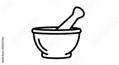 Mortar and Pestle Icon A Simple Illustration Representing Grinding and Mixing Ingredients for Pharmaceuticals, Spices, and Herbs