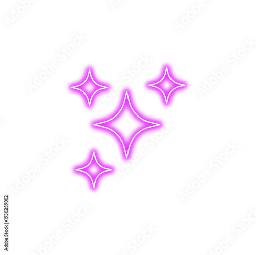 Neon glowing sparkle stars. Vector illustration 