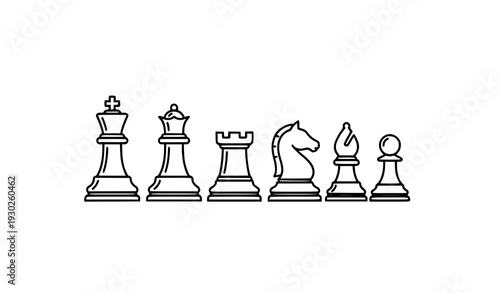 Chess piece outline icon set vector symbols